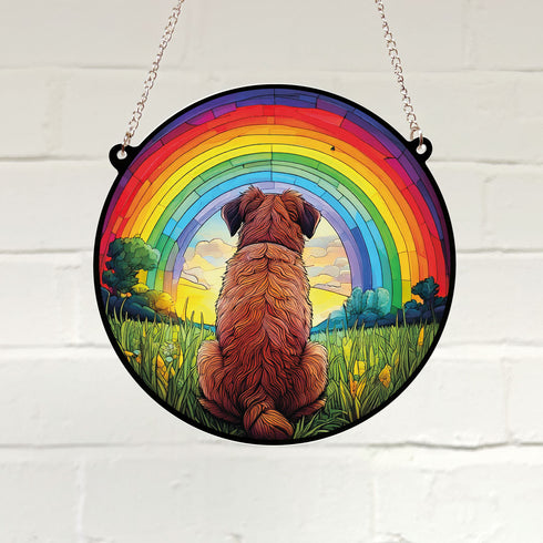 Border Terrier Rainbow Bridge Stained Glass Effect Suncatcher